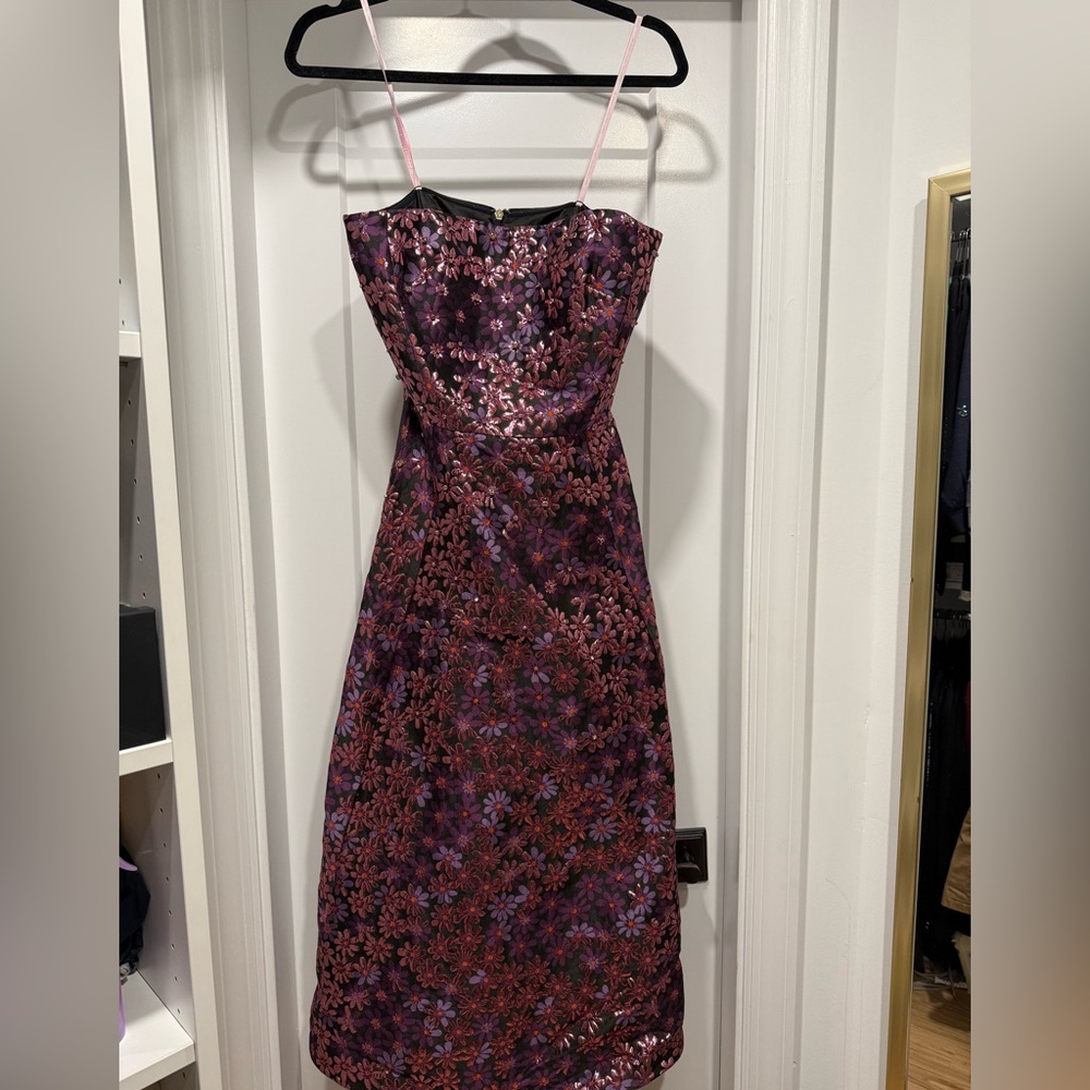 Kate Spade Strapless Floral Dress in Purple and Pink